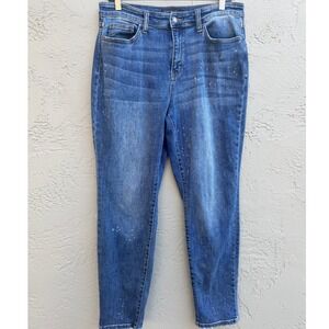 Judy Blue Womens Speckle Wash High Rise Straight Leg Jeans Boyfriend Distressed